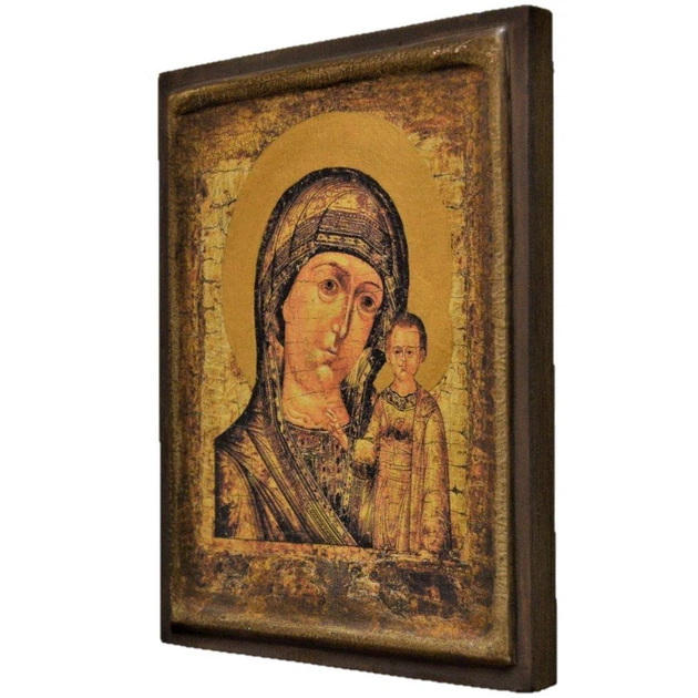 Икона "Пресвятая Богородица Одигитрия Казанская" на дереве 20х15 см - Фото 2 Икона "Пресвятая Богородица Одигитрия Казанская" на дереве 20х15 см - изображение 2