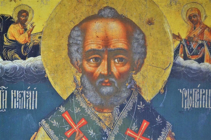 Ікона "Святий Миколай Чудотворець" на дереві 80х60см - Фото 3 Ікона "Святий Миколай Чудотворець" на дереві 80х60см - зображення 3