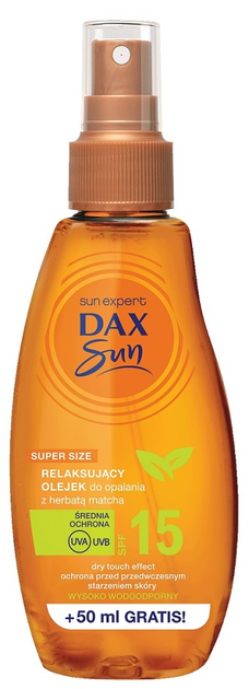 Olejek do opalania Dax Sun z herbatą matcha SPF 15 200 ml (5900525057563) - obraz 1