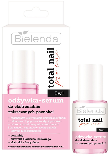 Сироватка для догляду за нігтями Bielenda Total Nail Pro-Care для екстремально пошкоджених нігтів 5 в 1 10 мл (5902169051648) - зображення 1