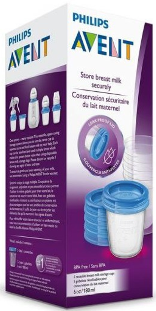 Набір контейнерів для зберігання молока Philips Avent Containers For Breast Milk 5 контейнерів об'ємом 180 мл + 5 кришок (8710103671664) - зображення 2
