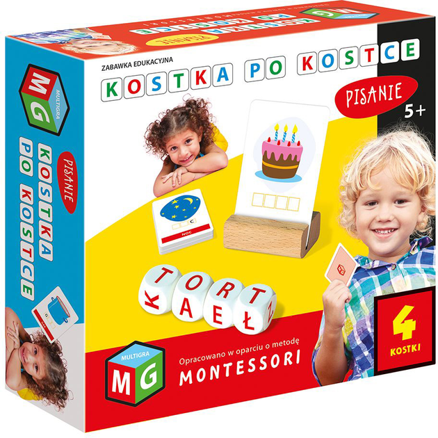 Gra planszowa Multigra Montessori Kostka po kostce. Pisanie - 4 kostki (5903796605792) - obraz 1