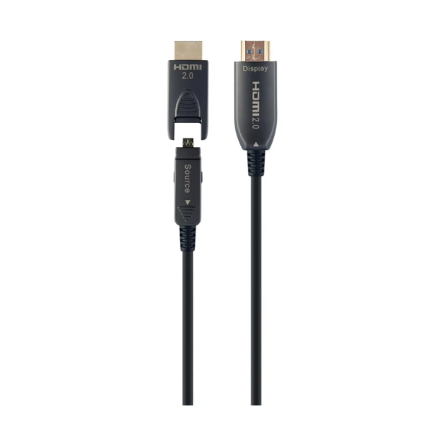 Кабель мультимедийный HDMI to HDMI 20.0m AOC V.2.0, 4K 60Hz Gold Cablexpert (CCBP-HDMID-AOC-20M) - изображение 2