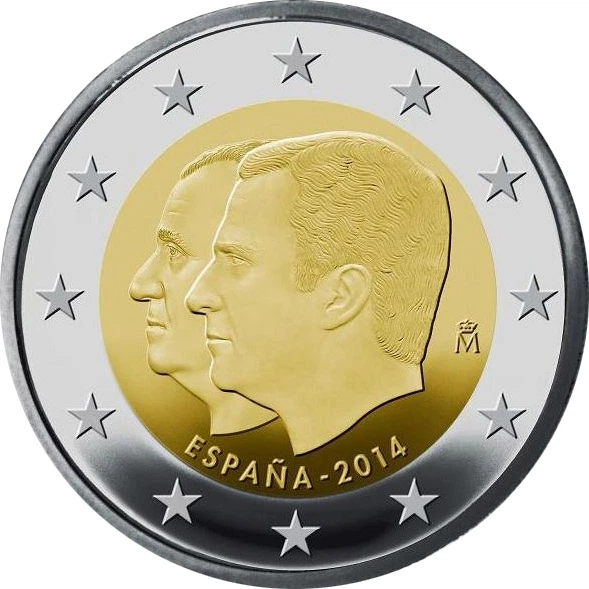 Монета Испания 2 евро 2014 Биметалл UNC Король Филипп VI - Фото 1 Монета Испания 2 евро 2014 Биметалл UNC Король Филипп VI - изображение 1