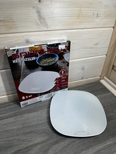 Многофункциональные Весы кухонные Grunhelm KES-O25LW LED дисплей 5 кг Білий - изображение 2