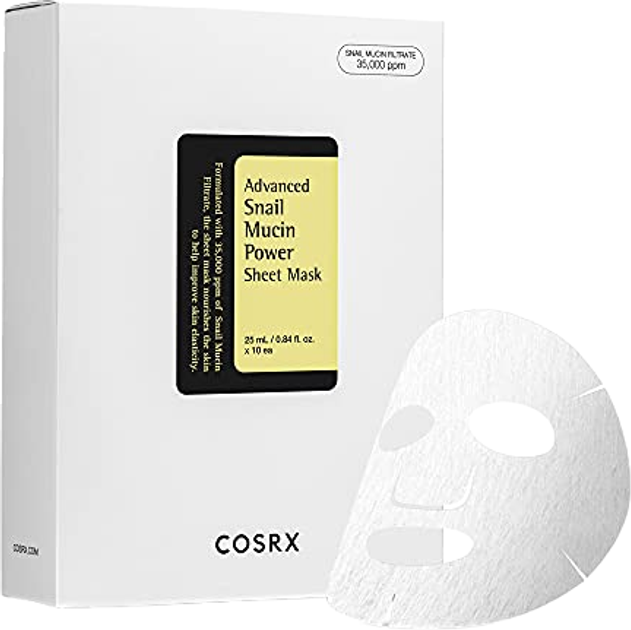 Тканинні маски Cosrx Advanced Snail Mucin Power Sheet Mask з муцином равлика 10 шт (8809598452572) - зображення 1