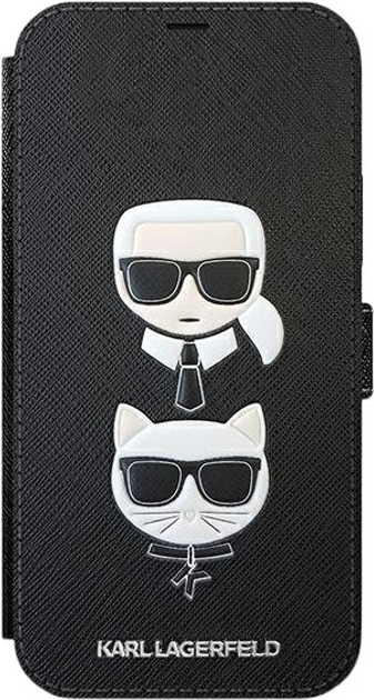 Etui z klapką Karl Lagerfeld Saffiano Karl&Choupette do Apple iPhone 12 mini Black (3700740492215) - obraz 1