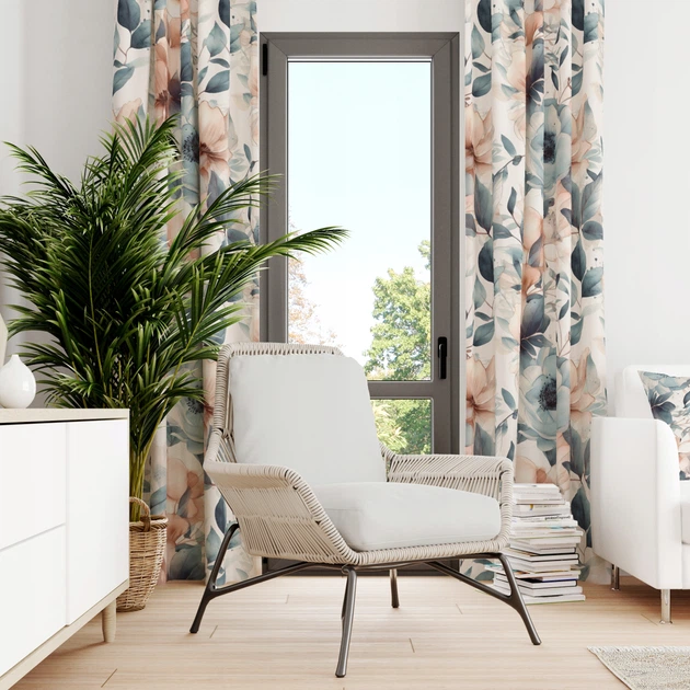 Готова напівзатемнювальна штора Soovi Home 140 х 250 см на тасьмі Peach blue flowers (14559630741) - Фото 2 Готова напівзатемнювальна штора Soovi Home 140 х 250 см на тасьмі Peach blue flowers (14559630741) - изображение 2