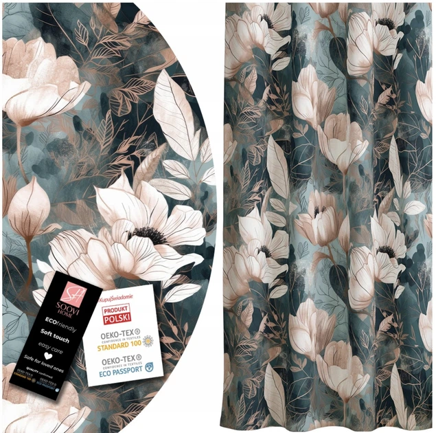 Готова напівзатемнювальна штора Soovi Home 140 х 250 см на тасьмі Delicate flowers (14559594291) - зображення 6