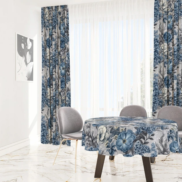 Готова напівзатемнювальна штора Soovi Home 140 х 250 см на тасьмі Blue flowers (14559817451) - изображение 8