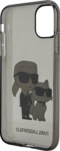 Панель Karl Lagerfeld Gliter Karl&Choupette do Apple iPhone Xr/11 Black (3666339119003) - зображення 1