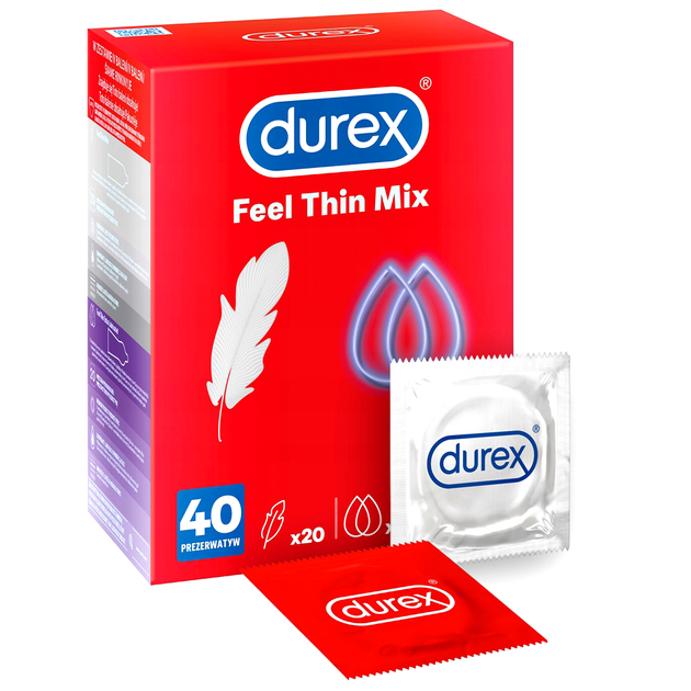 Презервативи Durex Feel Thin Mix тонкі 40 шт (5900627097221) - зображення 1