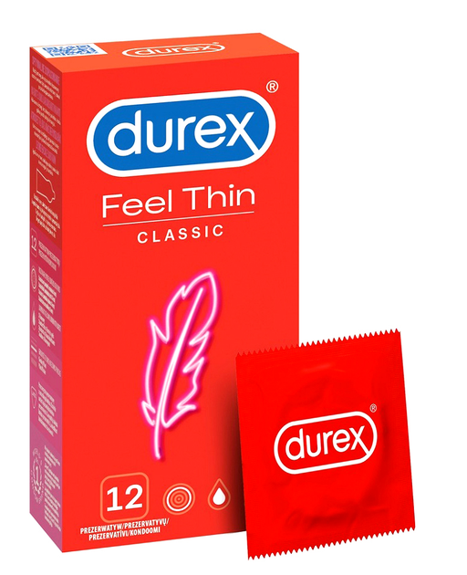 Презервативи Durex Feel Thin Classic тонкі латексні 12 шт (5900627096927) - зображення 1