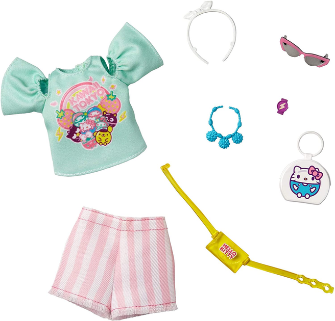 Barbie Fashion Pack of Doll Clothes Hello Kitty Aqua Kawaii Tokyo Top Striped Shorts GJG43 ROZETKA uy here