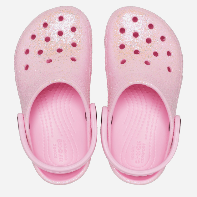 Дитячі крокси-сабо для дівчинки Crocs Classic Glitter Clog TCR206992 23-24 Світло-рожеві (196265255412) - зображення 4