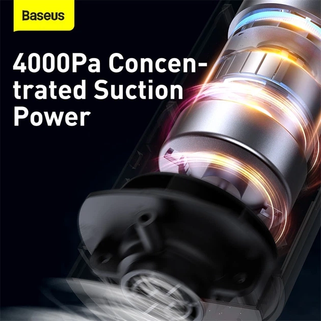 Автомобільний пилосос BASEUS Car Vacuum Cleaner Dark Space A1 |25min, 4000Pa| (VCAQ010002) - Фото 7 Автомобільний пилосос BASEUS Car Vacuum Cleaner Dark Space A1 |25min, 4000Pa| (VCAQ010002) - зображення 7