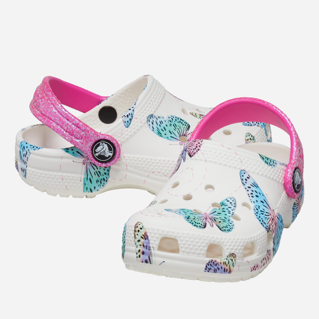 Chodaki dziecięce dla dziewczynki Crocs Classic Butterfly Clog TCR208300 23-24 Biały/Wielokolorowy (196265236596) - obraz 2