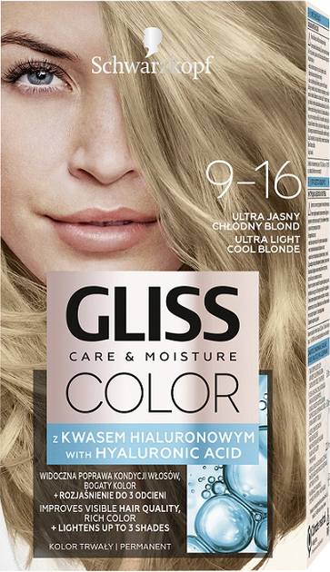 Farba do włosów Gliss Color Care & Moisture 9-16 Ultra Jasny Chłodny Blond 143 ml (9000101676303) - obraz 1