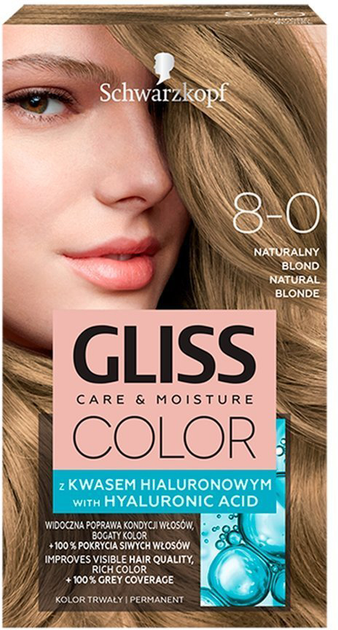 Фарба для волосся Gliss Color Care & Moisture 8-0 Natural Blonde 143 мл (9000101262087) - зображення 1