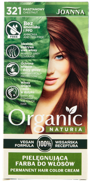 Фарба для волосся Joanna Naturia Organic доглядаюча 321 Каштановий 100 мл (5901018020248) - зображення 1