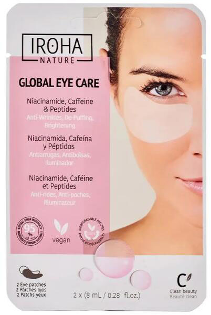 Патчі під очі IROHA NATURE Global Eye Care Niacinamide, Caffeine y Peptides 2 шт (8436036436414) - зображення 1