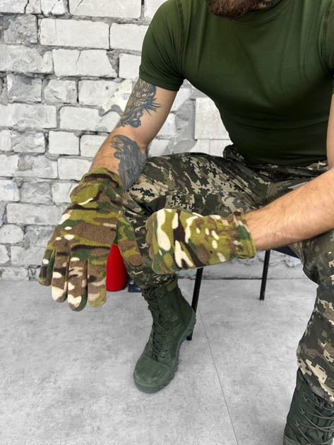 Тактичні флісові рукавички Tactical Gloves Multicam L - изображение 1