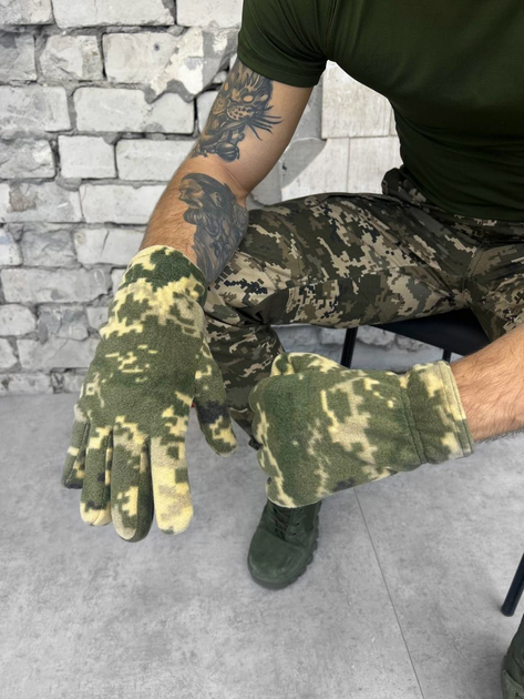 Тактичні флісові рукавички Tactical Gloves Піксель S - зображення 1