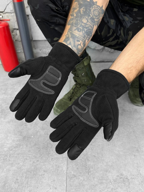 Тактичні флісові рукавички Tactical Gloves Black S - изображение 2