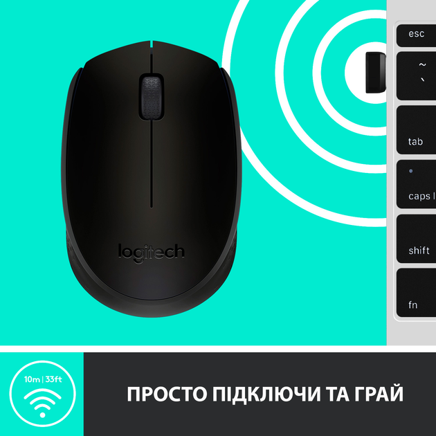 Миша Logitech M170 Wireless Black/Grey (910-004642) - зображення 6