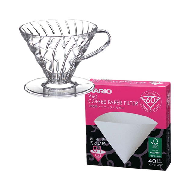Набор Пуровер HARIO V60 01 прозрачный+ 40 фильтров – фото, отзывы ...