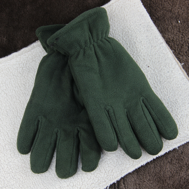 Перчатки мужские тактические флисовые на меху зима размер L-XXL на резинке хаки - изображение 1
