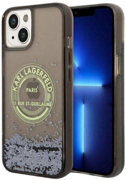 Etui Karl Lagerfeld Liquid Glitter RSG do Apple iPhone 14 Black (3666339086008) - obraz 1