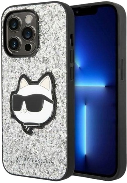 Панель Karl Lagerfeld Glitter Choupette Patch для Apple iPhone 14 Pro Max Silver (3666339099466) - зображення 1