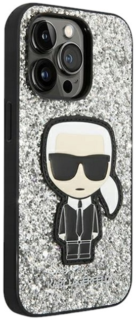 Панель Karl Lagerfeld Glitter Flakes Ikonik для Apple iPhone 14 Pro Max Silver (3666339077426) - зображення 1