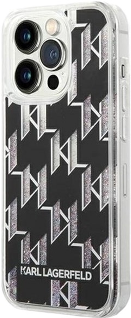 Etui Karl Lagerfeld Liquid Glitter Monogram do Apple iPhone 14 Pro Max Black (3666339076269) - obraz 1