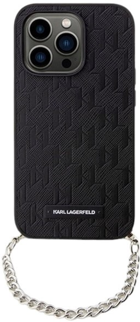 Etui Karl Lagerfeld Saffiano Monogram Chain do Apple iPhone 14 Pro Max Black (3666339122898) - obraz 2