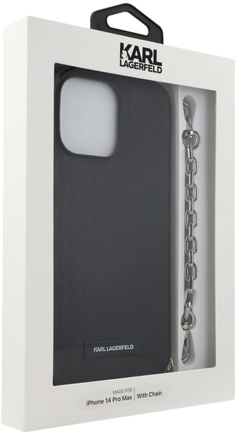Панель Karl Lagerfeld Saffiano Monogram Chain для Apple iPhone 14 Pro Max Black (3666339122898) - зображення 3