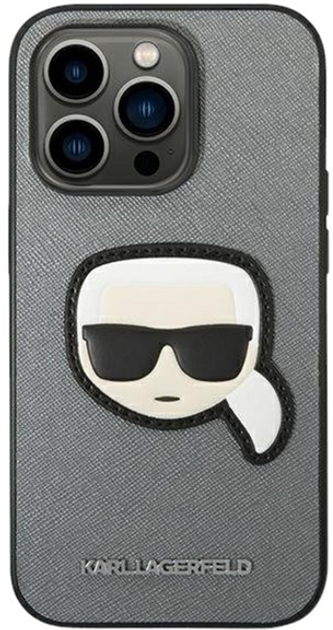 Etui Karl Lagerfeld Saffiano Karl Head Patch do Apple iPhone 14 Pro Max Silver (3666339077105) - obraz 1