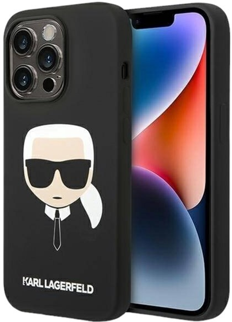 Etui Karl Lagerfeld Silicone Karl Head do Apple iPhone 14 Pro Max Black (3666339085438) - obraz 1