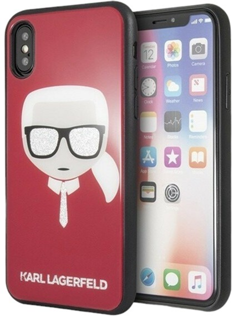 Etui Karl Lagerfeld Iconic Glitter Karl Head do Apple iPhone X/Xs Red (3700740444818) - obraz 1