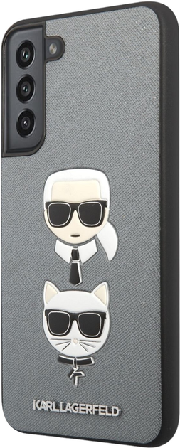 Etui Karl Lagerfeld Saffiano Karl&Choupette Head do Samsung Galaxy S22 Plus Silver (3666339047023) - obraz 1