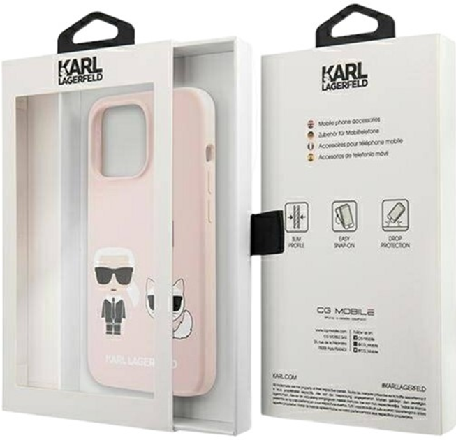 Etui Karl Lagerfeld Silicone Ikonik Karl&Choupette Magsafe do Apple iPhone 13/13 Pro Light Pink (3666339035143) - obraz 2