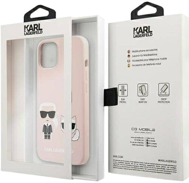 Панель Karl Lagerfeld Silicone Ikonik Karl&Choupette Magsafe для Apple iPhone 13 Light Pink (3666339035136) - зображення 2