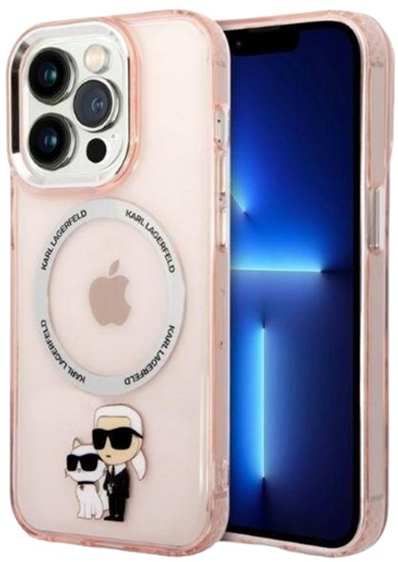 Etui Karl Lagerfeld Iconic Karl&Choupette Magsafe do Apple iPhone 14 Pro Pink (3666339087586) - obraz 1