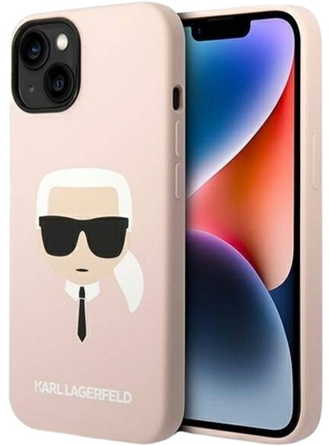 Etui Karl Lagerfeld Silicone Karl Head Magsafe do Apple iPhone 14 Plus Light Pink (3666339078041) - obraz 1