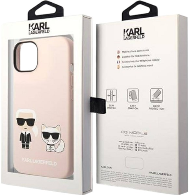 Панель Karl Lagerfeld Silicone Karl&Choupette Magsafe для Apple iPhone 14 Light Pink (3666339078119) - зображення 2