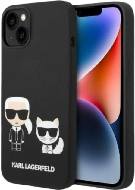 Панель Karl Lagerfeld Silicone Karl&Choupette Magsafe для Apple iPhone 14 Black (3666339087524) - зображення 1