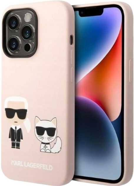 Панель Karl Lagerfeld Silicone Karl&Choupette Magsafe для Apple iPhone 14 Pro Max Light Pink (3666339078140) - зображення 1