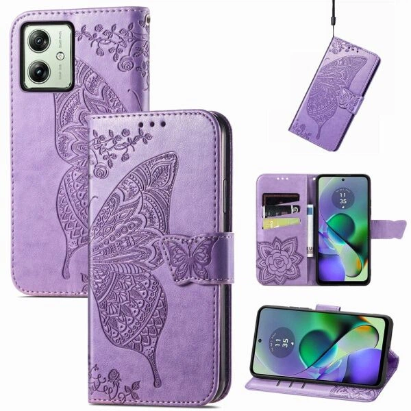 Чохол-книжка з малюнком UniCase Butterfly Pattern для Motorola Moto G54 / G54 Power - Light Purple - зображення 4