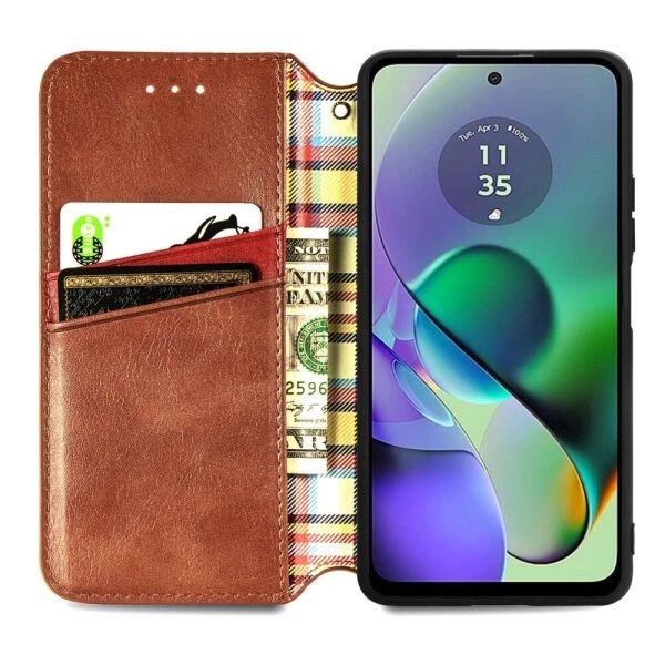 Чохол Deexe Rhombus Wallet для Motorola Moto G54 - Brown - зображення 2